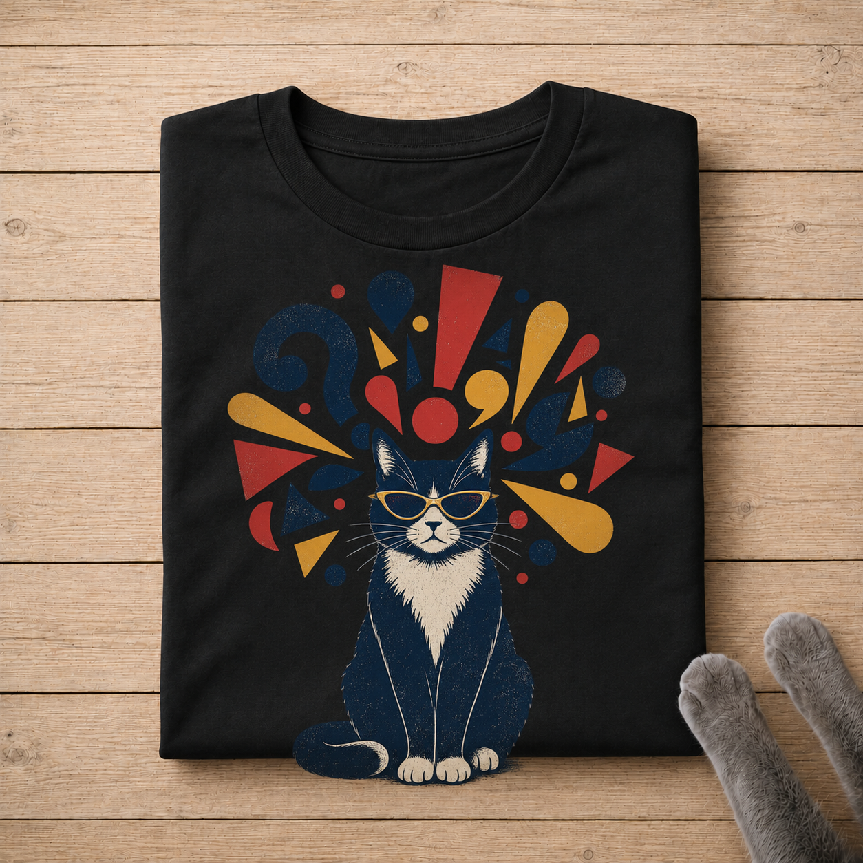 Cool Cat Sunglasses Shirt | Retro Geometric Cat Graphic Tee