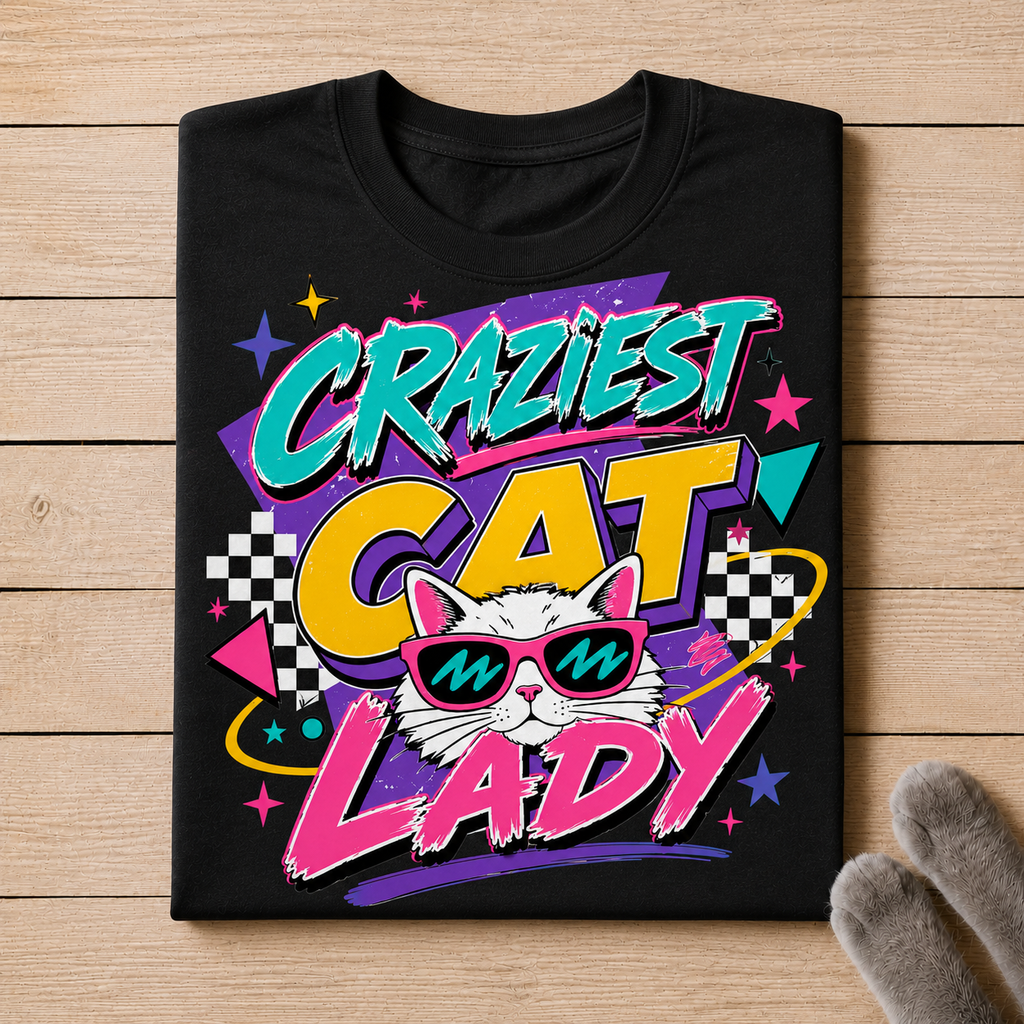 90's Cat Lady Graphic T-Shirt - Streetwear Tee