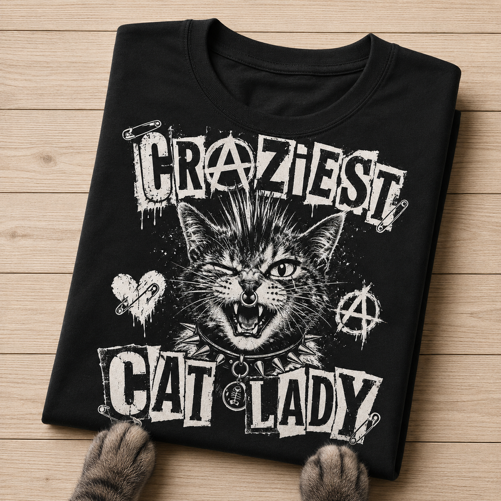 Punk Cat Lady Graphic T-Shirt - Streetwear Tee