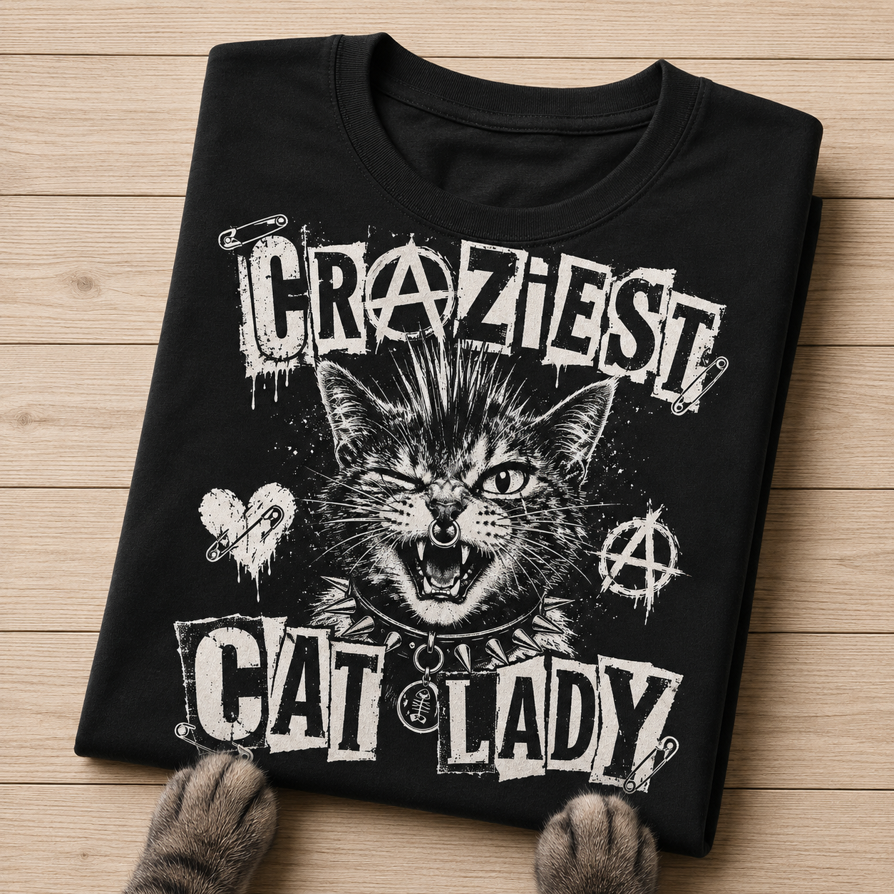 Punk Cat Lady Graphic T-Shirt - Streetwear Tee