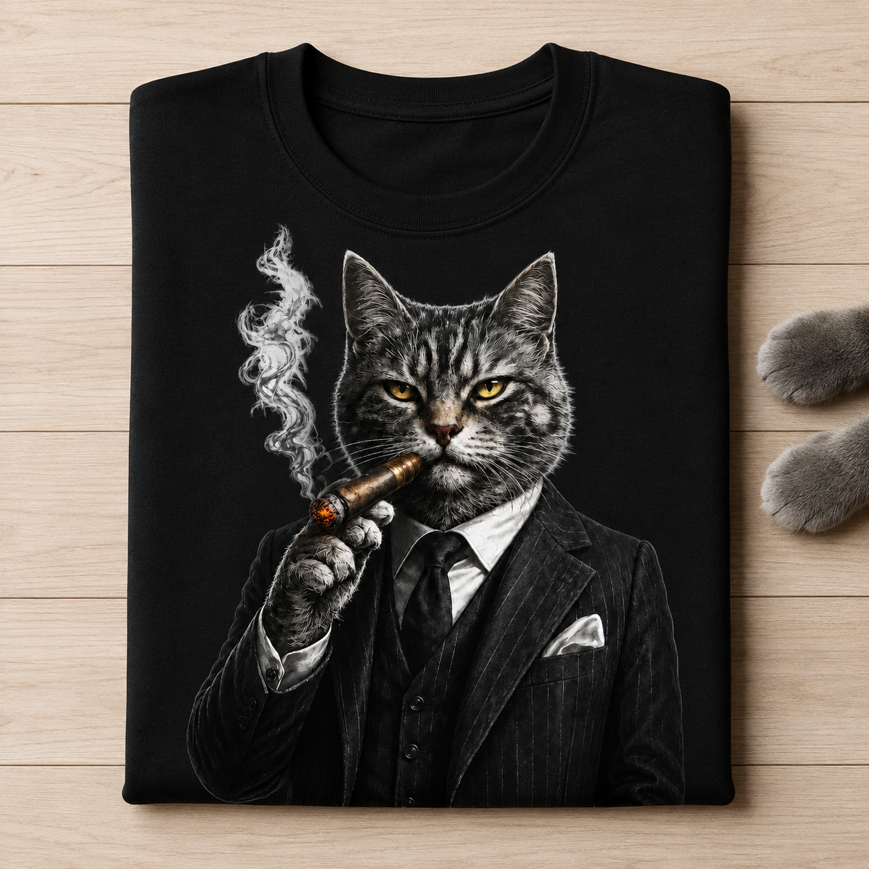 Cigar Cat Graphic T-Shirt - Streetwear Tee