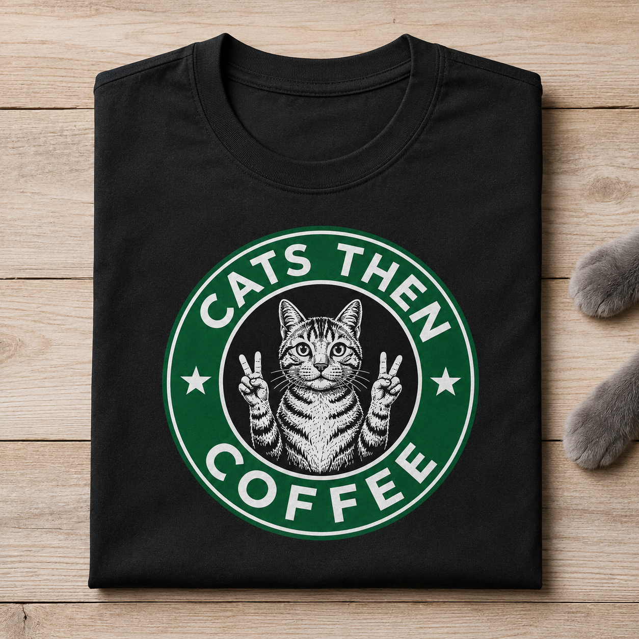 Cats Then Coffee Graphic T-Shirt - Streetwear TEE