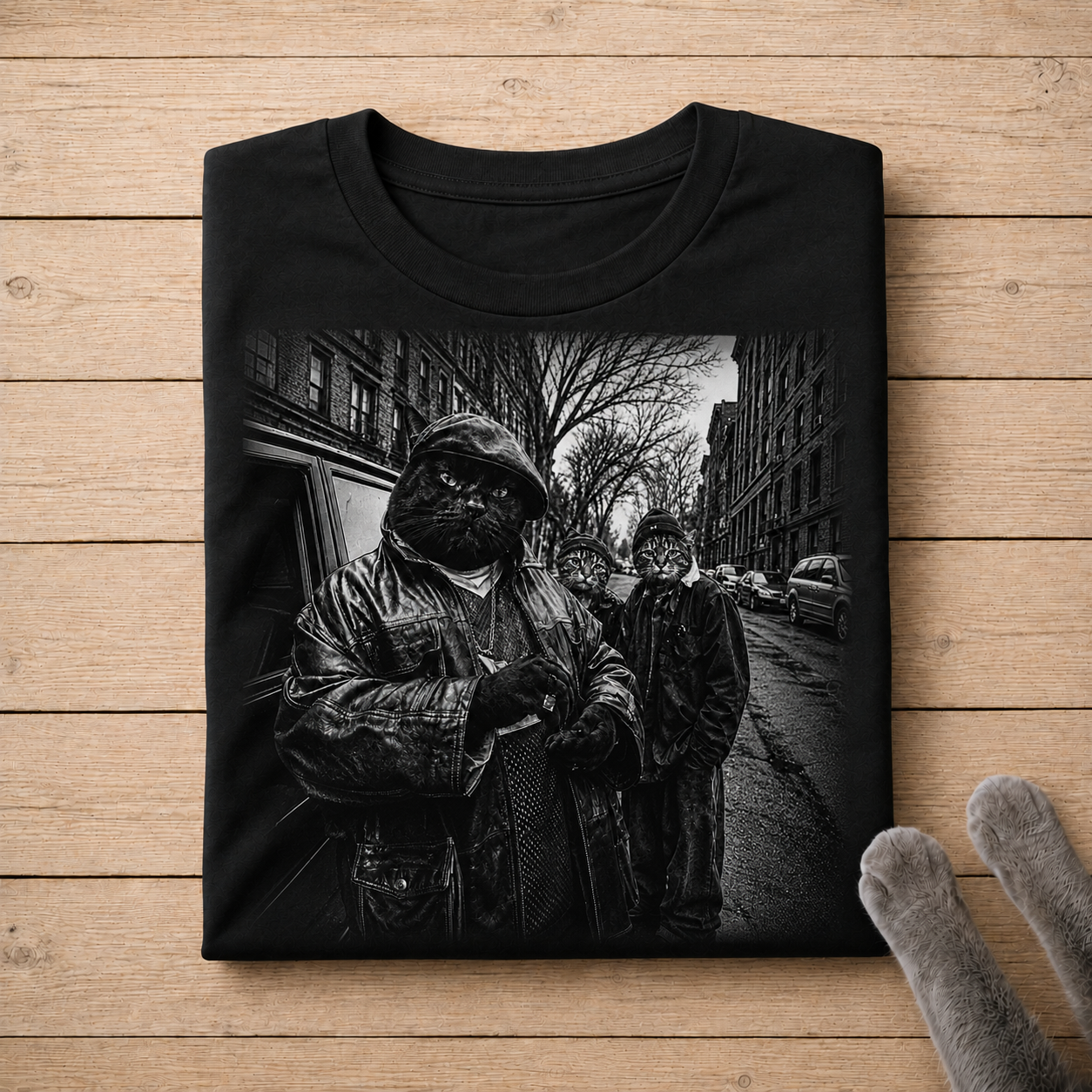 Cat Gang Shirt | Black and White Street Cat Graphic Tee