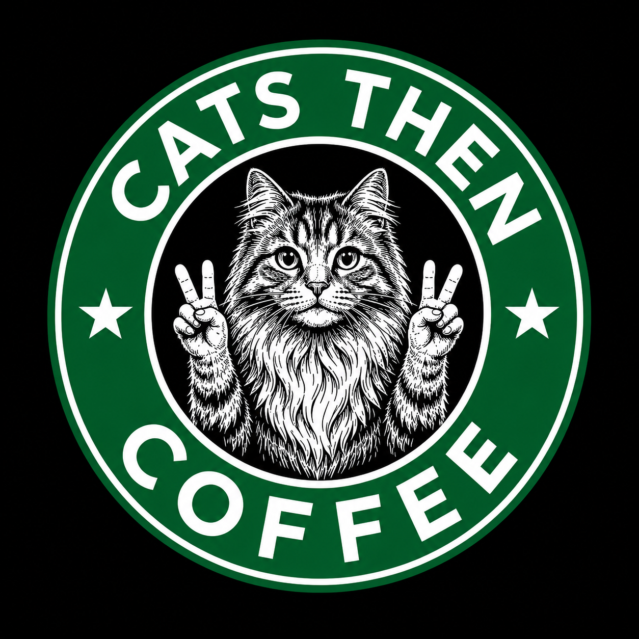 Cats Then Coffee Graphic T-Shirt - Streetwear Tee