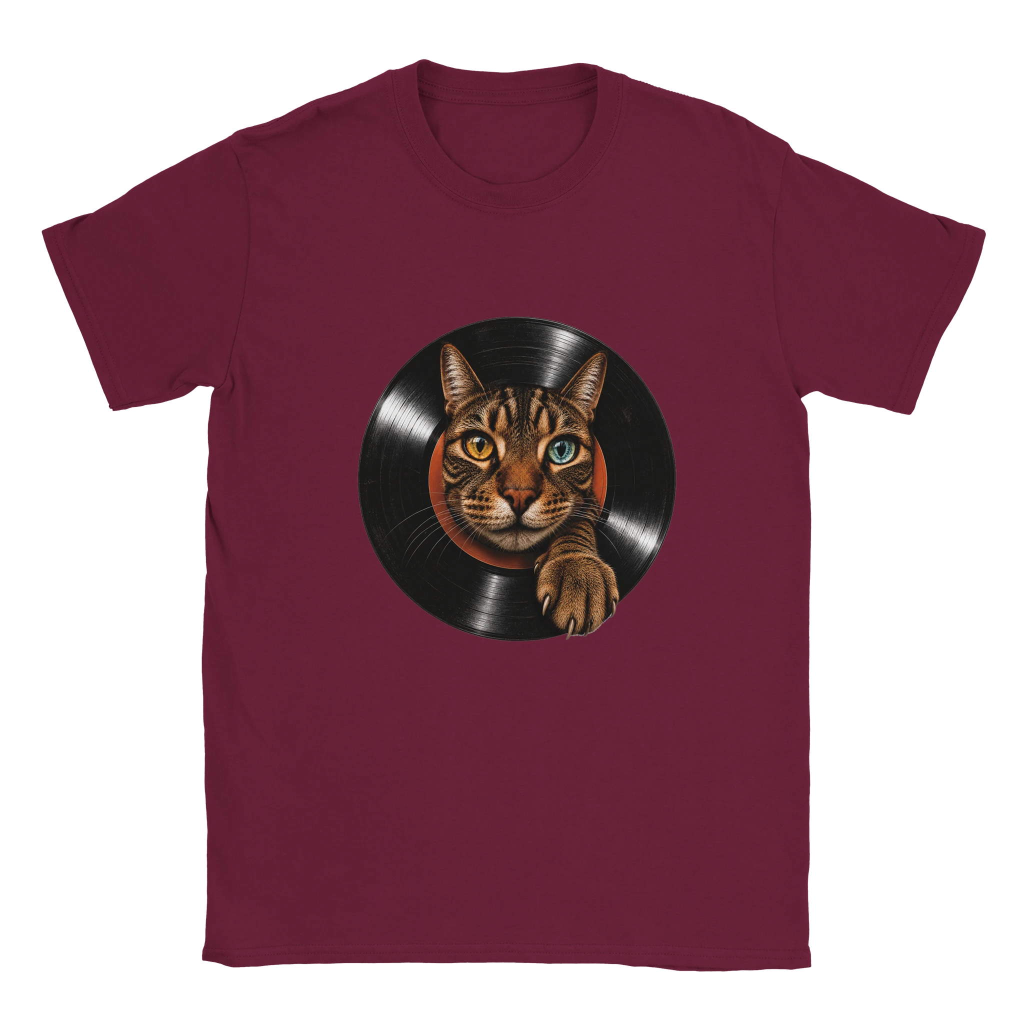 Vinyl Cat T-Shirt retro music cat graphic tee mockup