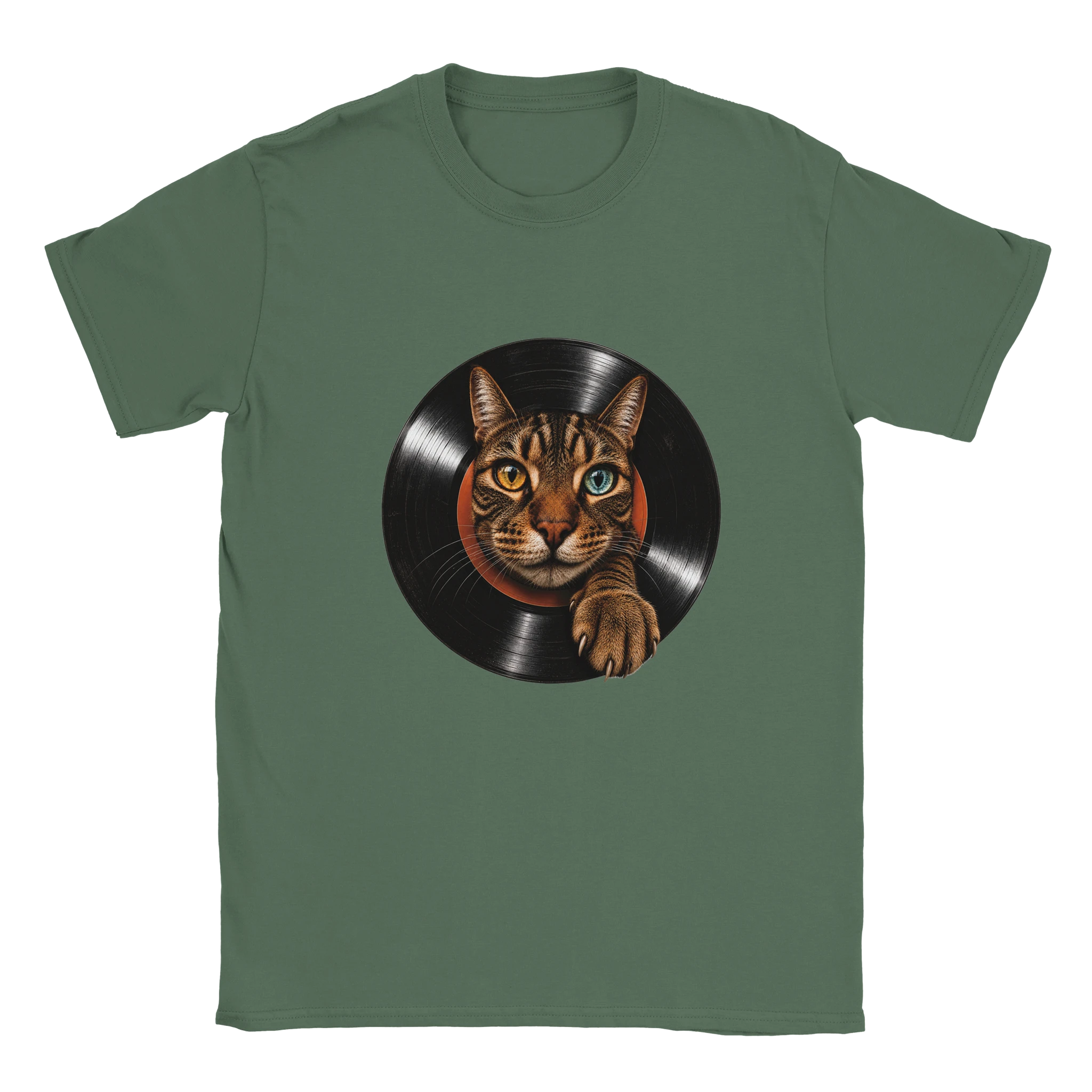 Vinyl Cat T-Shirt cat lover music gift mockup