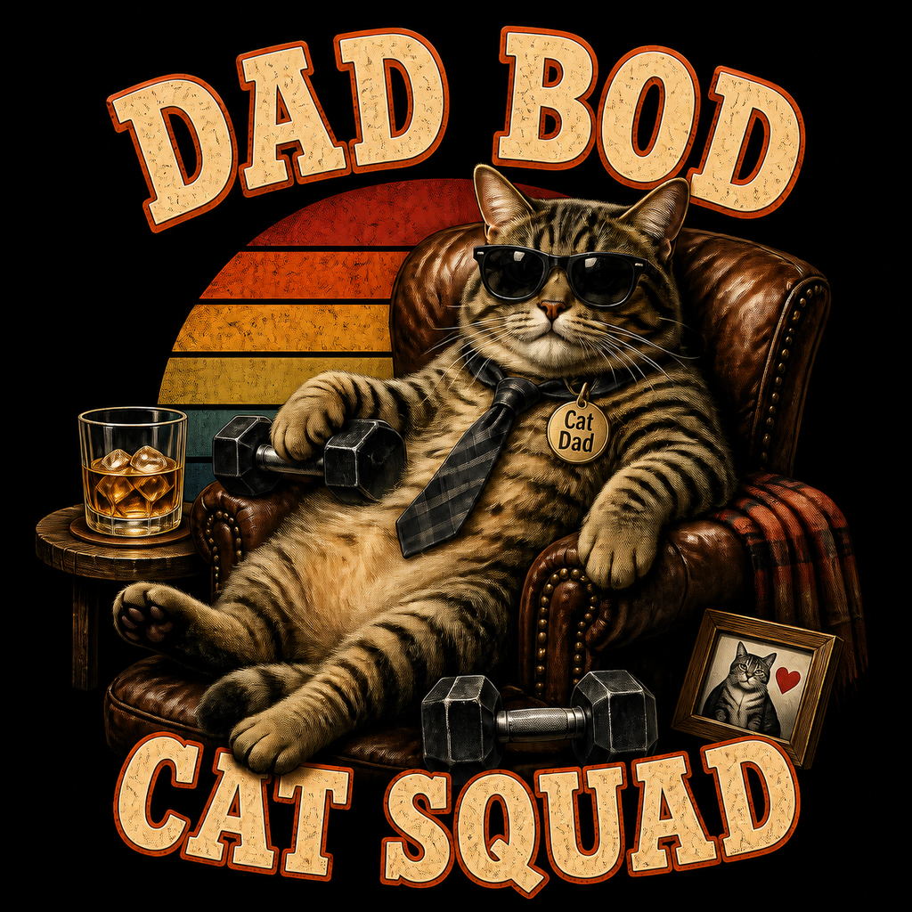 Dad Bod Cat Squad Graphic T-Shirt - Streetwear Tee
