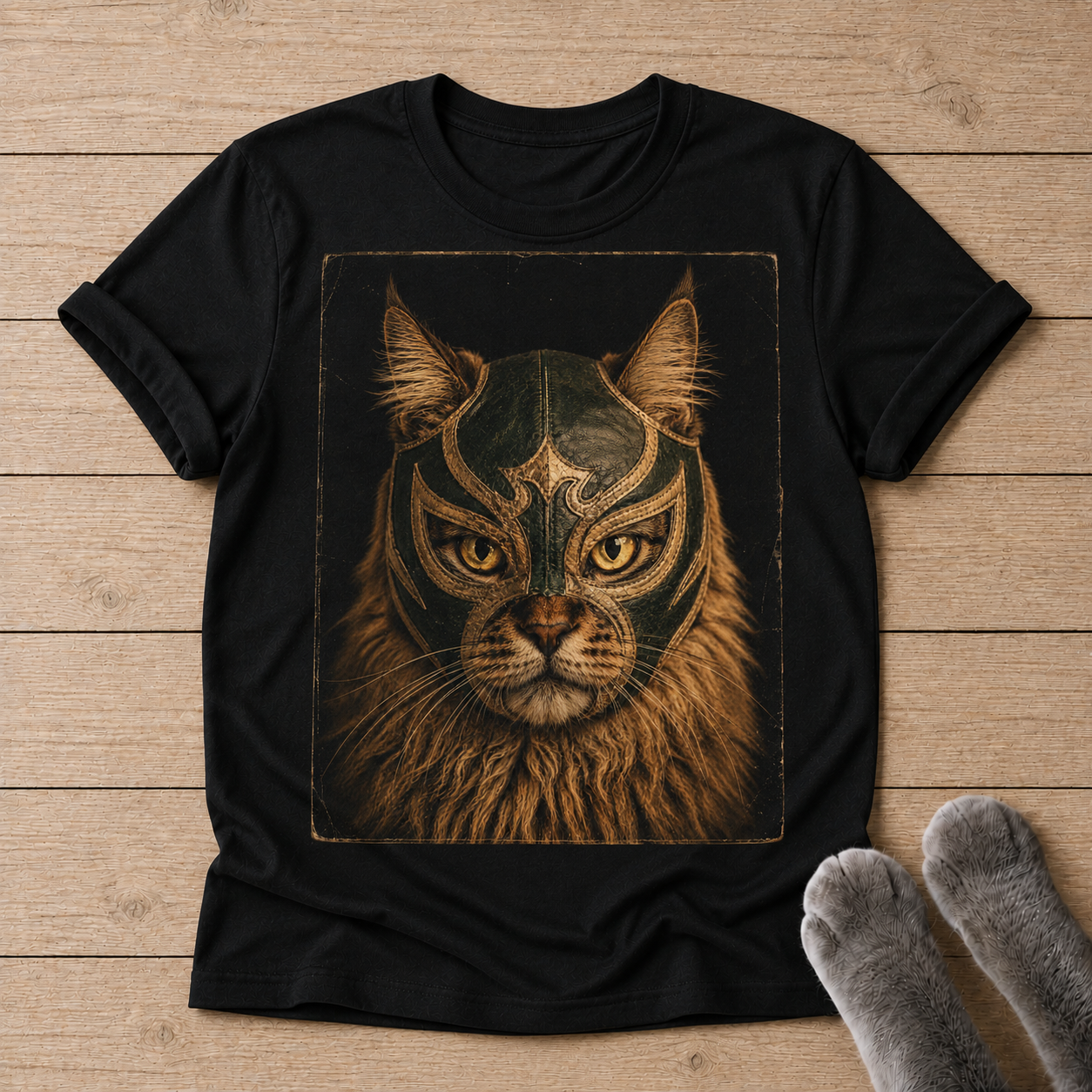 Gold Lucha Graphic T-Shirt - Streetwear Tee