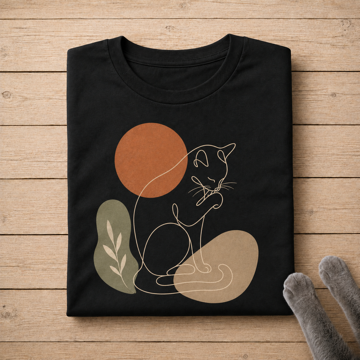 Minimalist Cat Line Art Shirt | Boho Cat Lover Graphic Tee