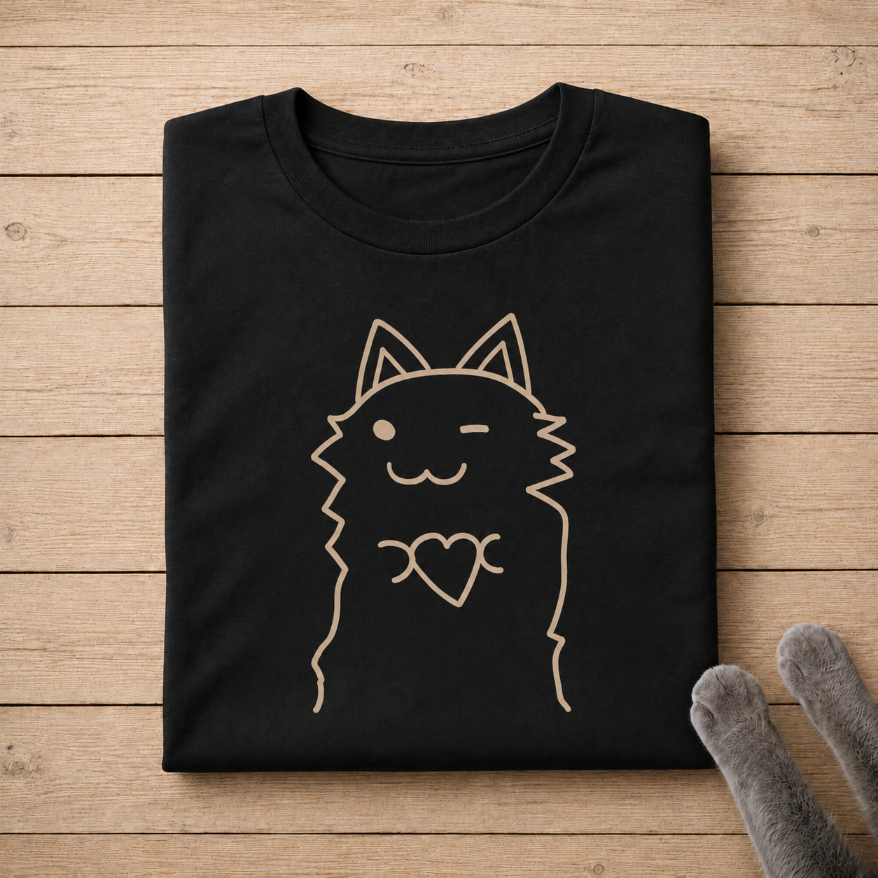 Cute Hand-Drawn Cat Heart Shirt – Young Artist Kawaii Cat Graphic Tee