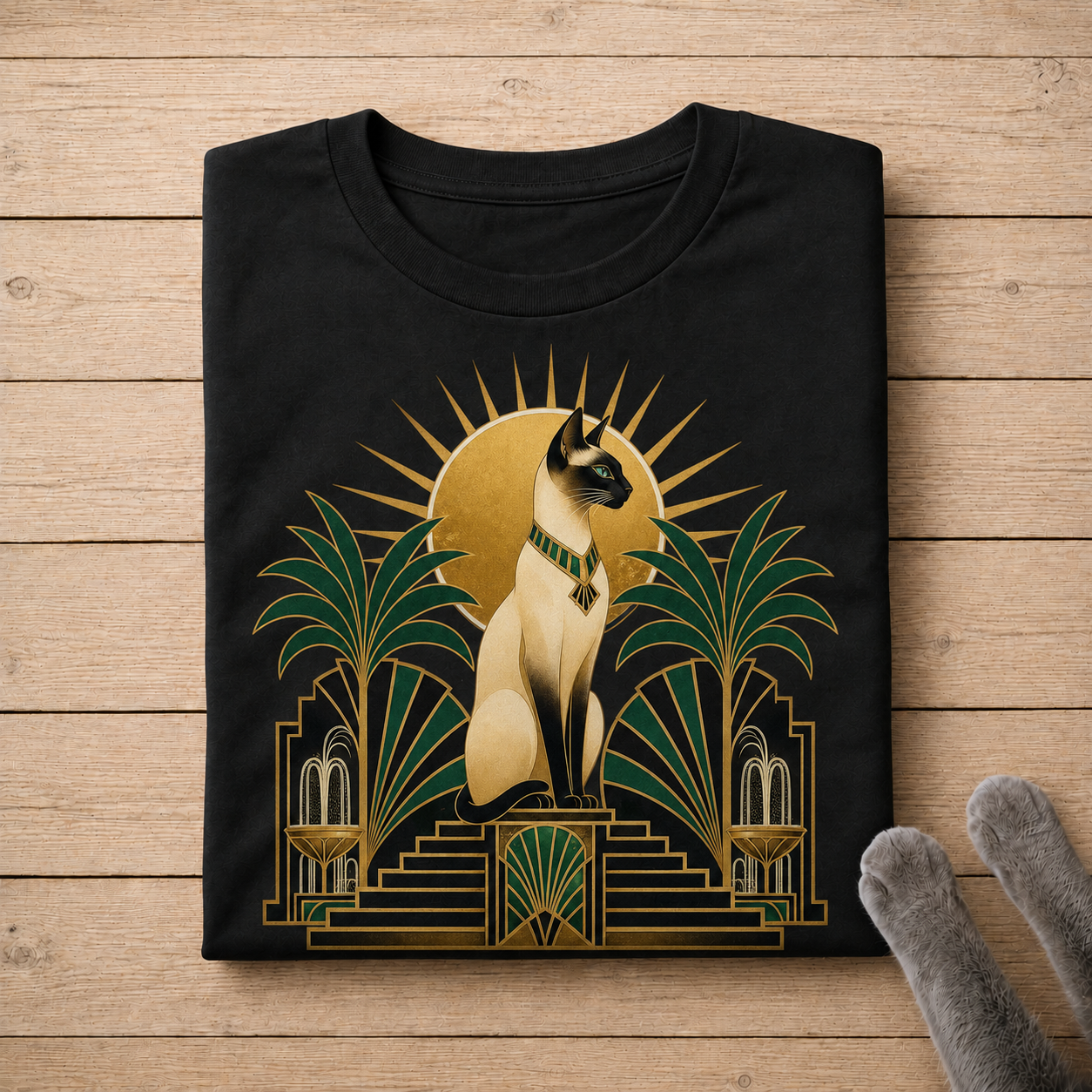 Art Deco Siamese Cat Shirt | Elegant Vintage Cat Graphic Tee