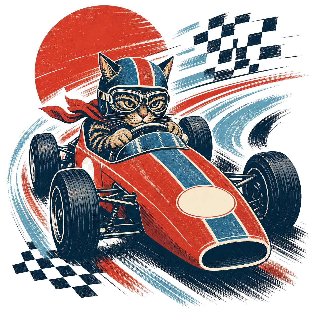Vintage Cat Racer Shirt | Funny Retro Cat Graphic Tee for Cat Lovers