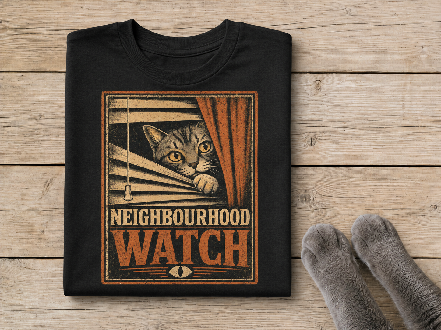 Funny Neighbourhood Watch Cat Shirt | Vintage Spy Cat Graphic Tee