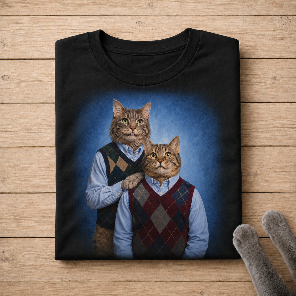 Preppy Cat Brothers Shirt | Funny Vintage Family Portrait Cat Tee