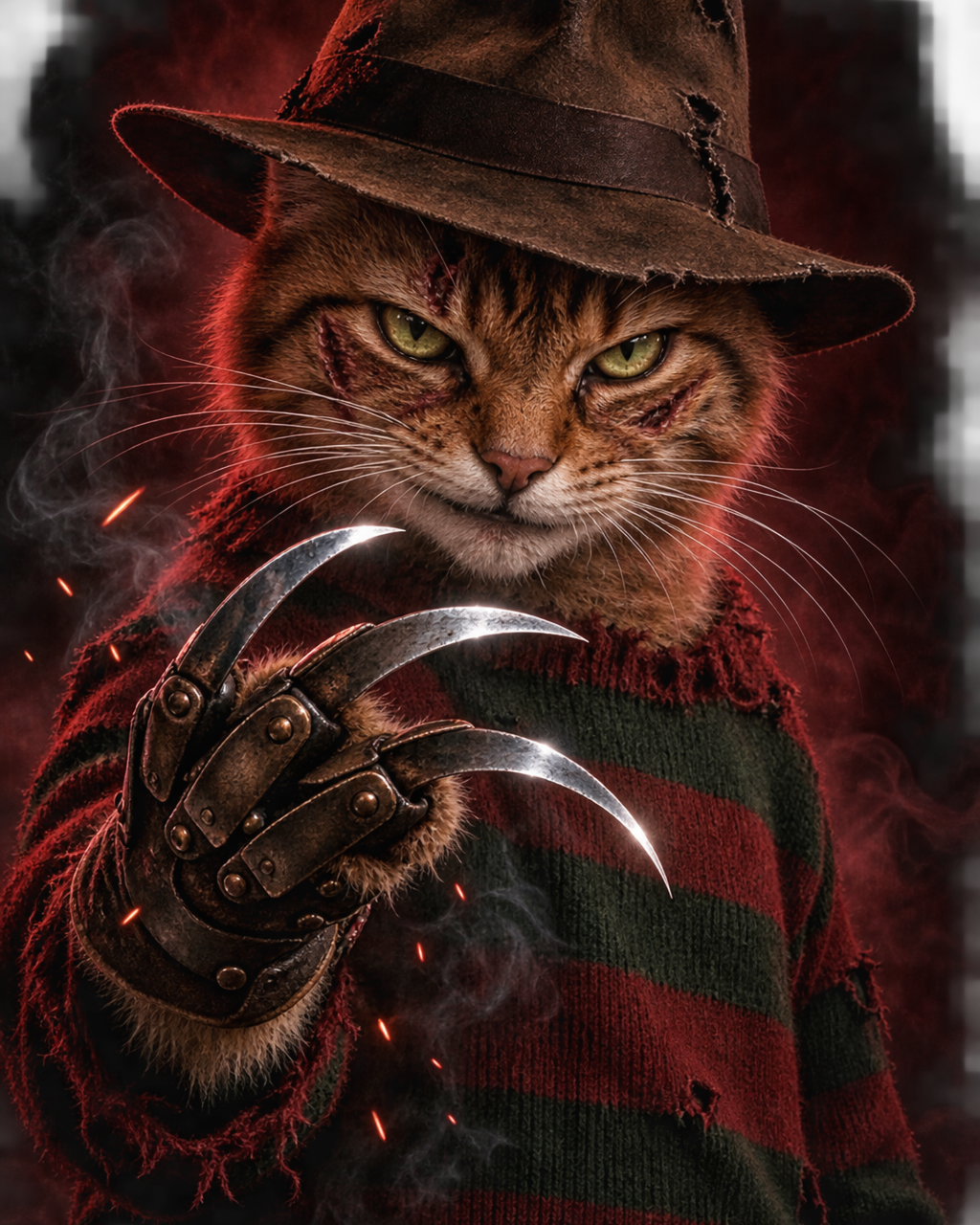 80s Freddy Purrger Retro Horror Cat T-Shirt