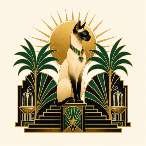 Art Deco Siamese Cat Shirt | Elegant Vintage Cat Graphic Tee