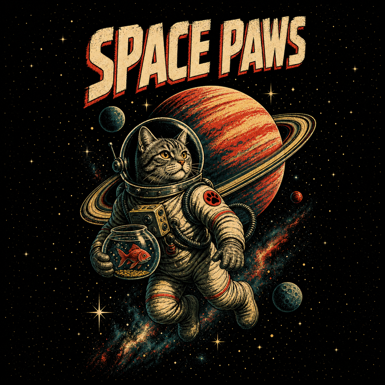 Space Paws Astronaut Cat Tee