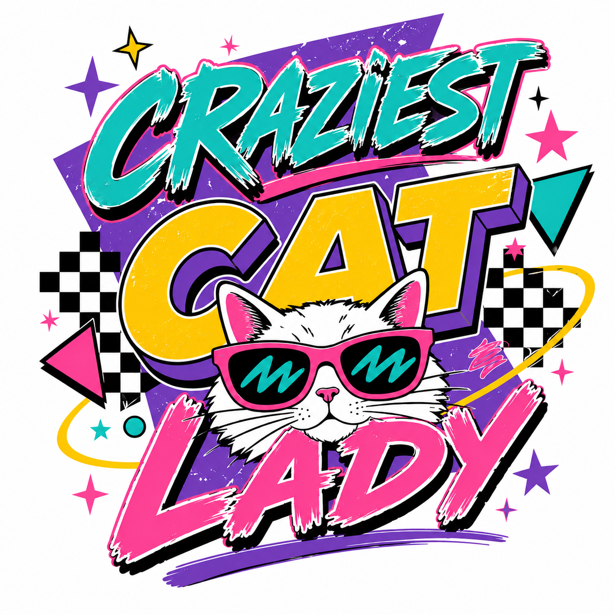 90's Cat Lady Graphic T-Shirt - Streetwear Tee