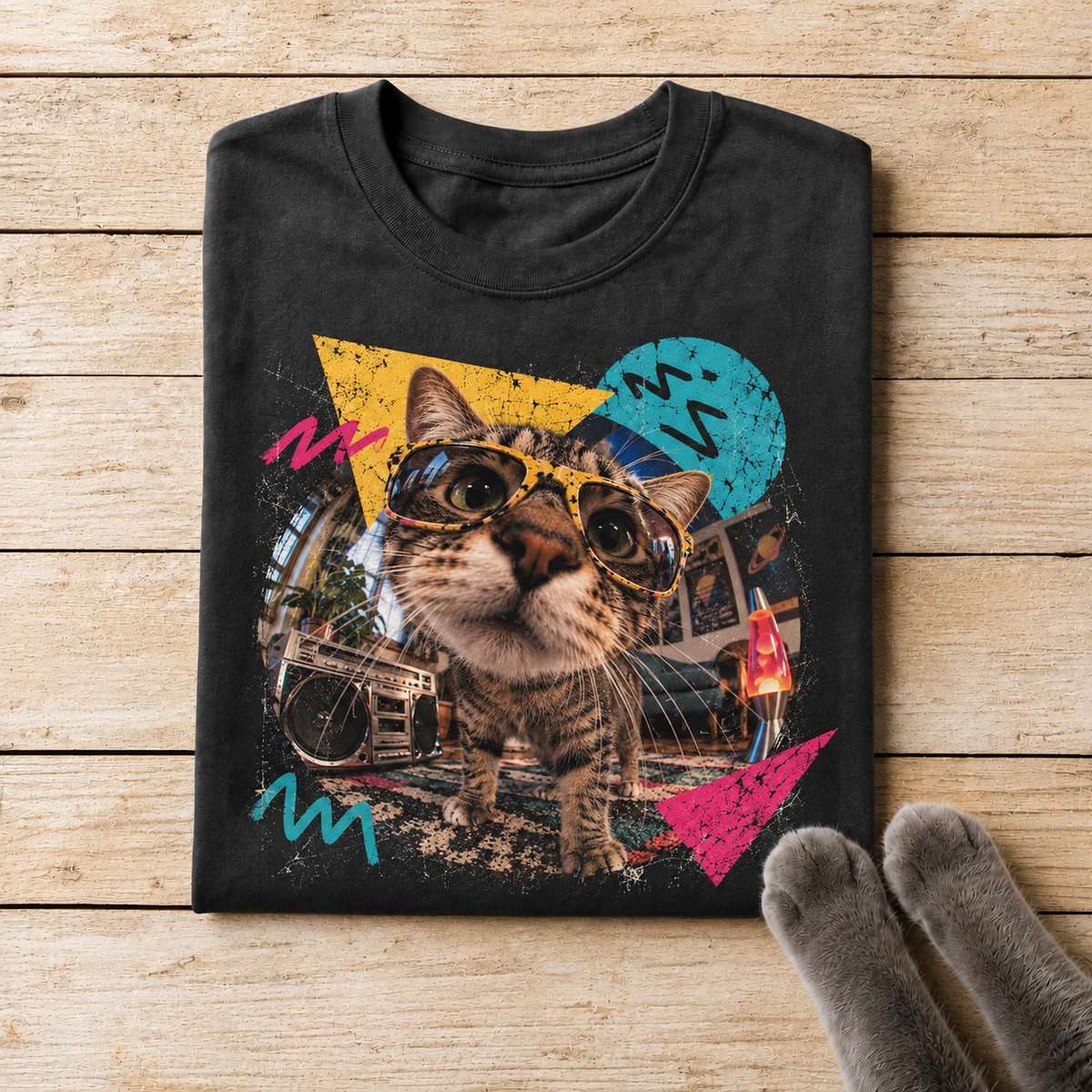 80s Geto Blast Cat – Retro Sunglasses T-Shirt Design
