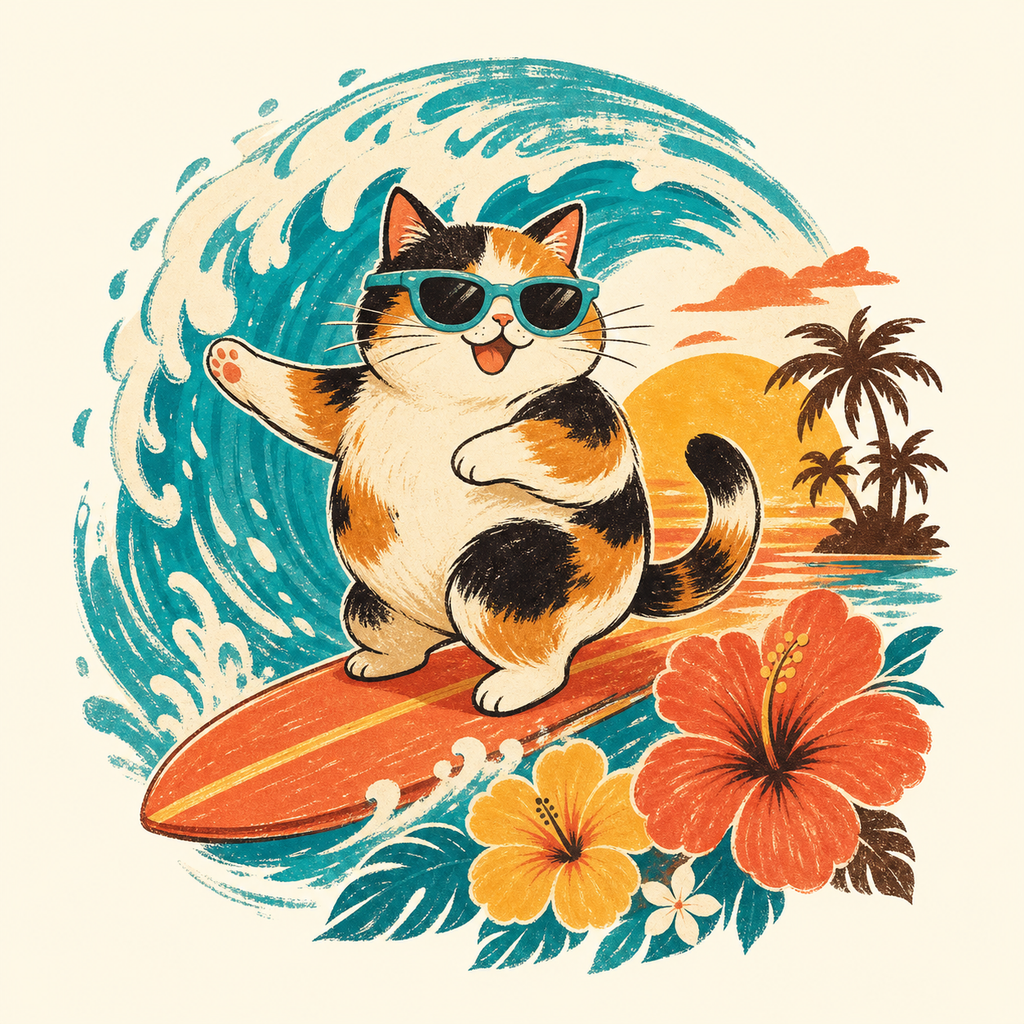 Surfing Cat Tee