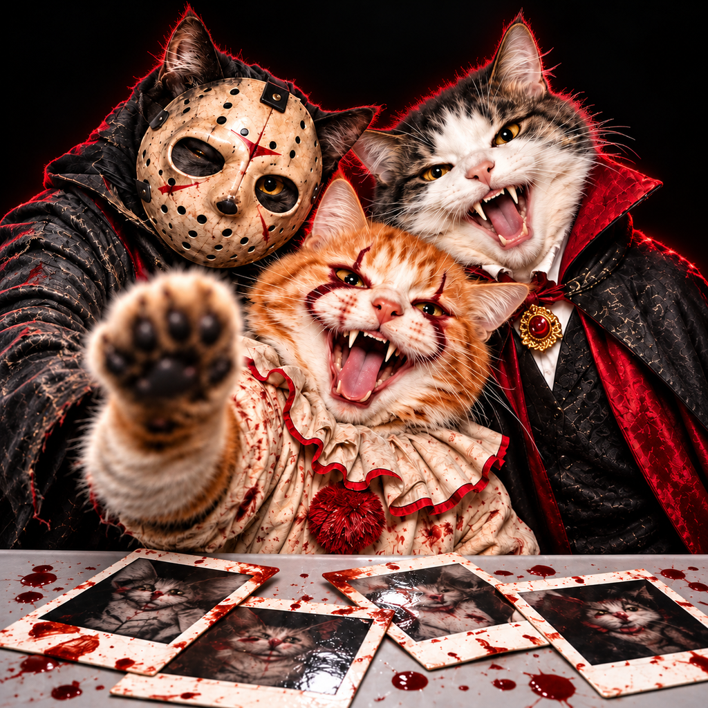 Haunted Cat Horror Icons Group Design