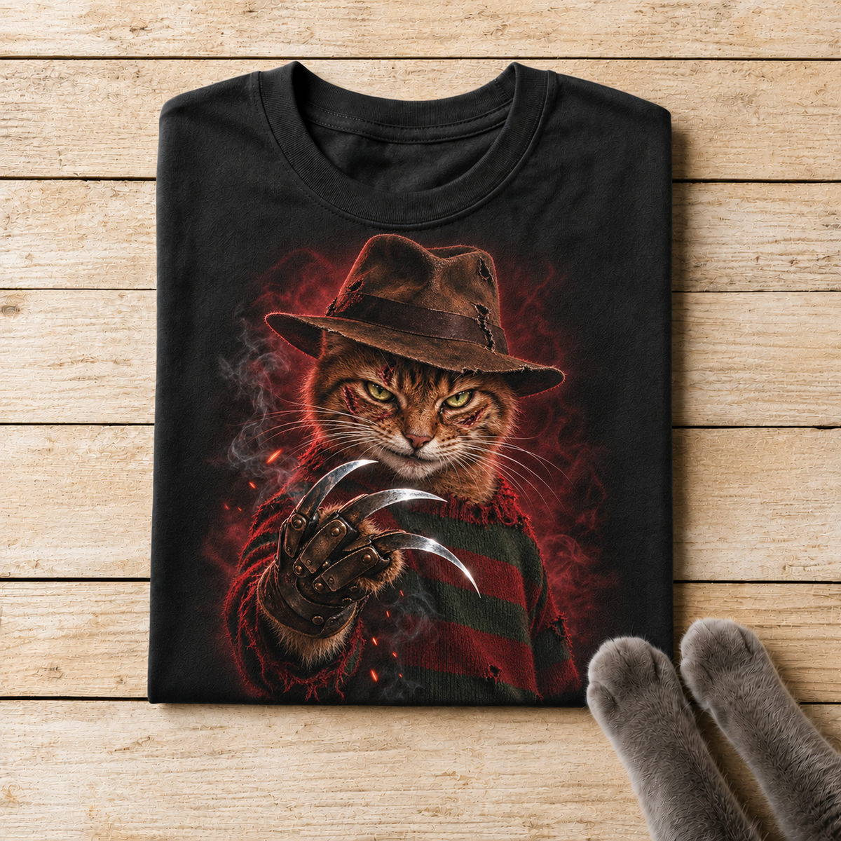 80s Freddy Purrger Retro Horror Cat T-Shirt