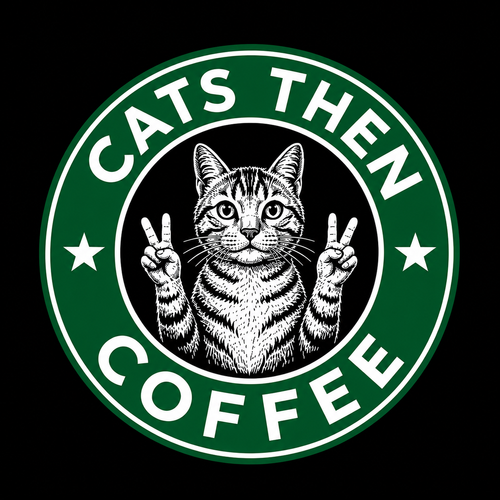 Cats Then Coffee Graphic T-Shirt - Streetwear TEE