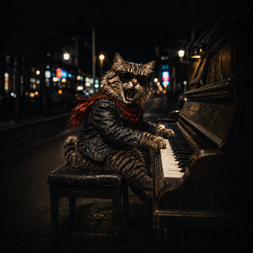 Rockstar Piano Cat Shirt | Funny Music Cat Graphic Tee