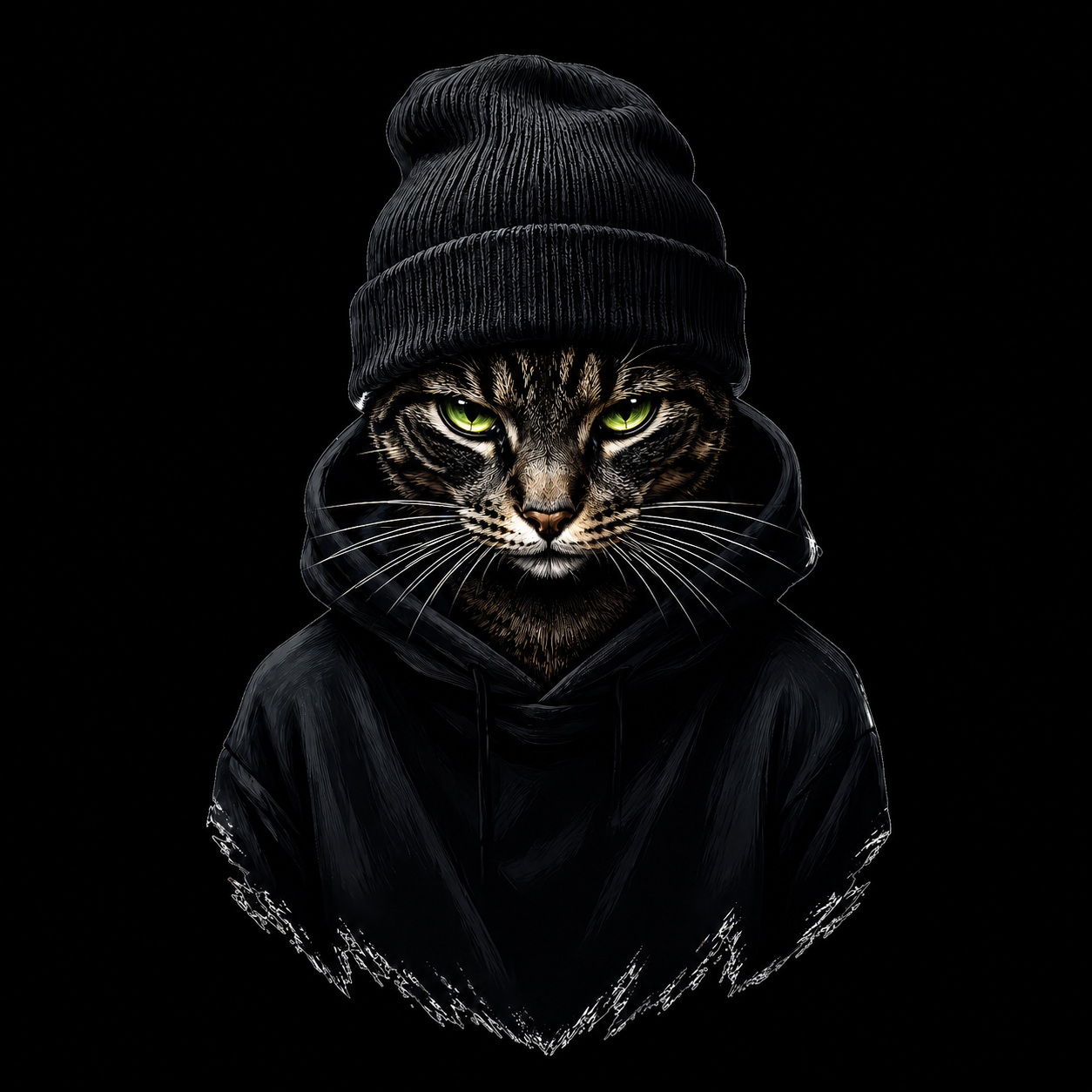 Beanie Cat Graphic T-Shirt - Streetwear Tee