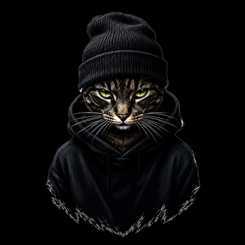 Beanie Cat Graphic T-Shirt - Streetwear Tee