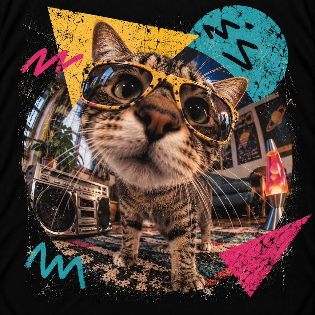 80s Geto Blast Cat – Retro Sunglasses T-Shirt Design