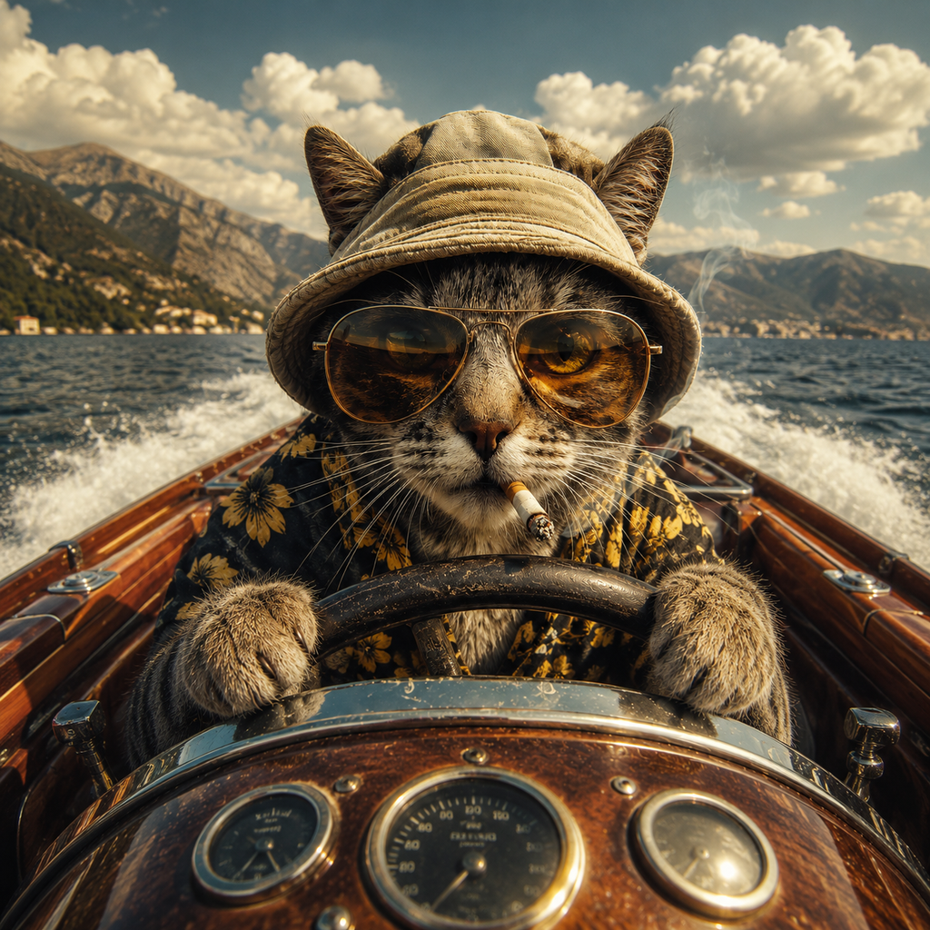 Rebel Ruckus Boat Cat Graphic T-Shirt – Funny Adventure Cat Tee