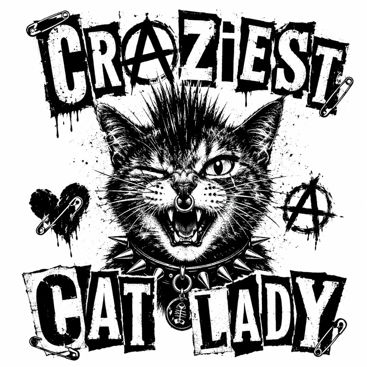 Punk Cat Lady Graphic T-Shirt - Streetwear Tee